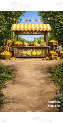 Tło fotograficzne „Cytrynowy stragan z lemoniadą w sadzie” | 4014